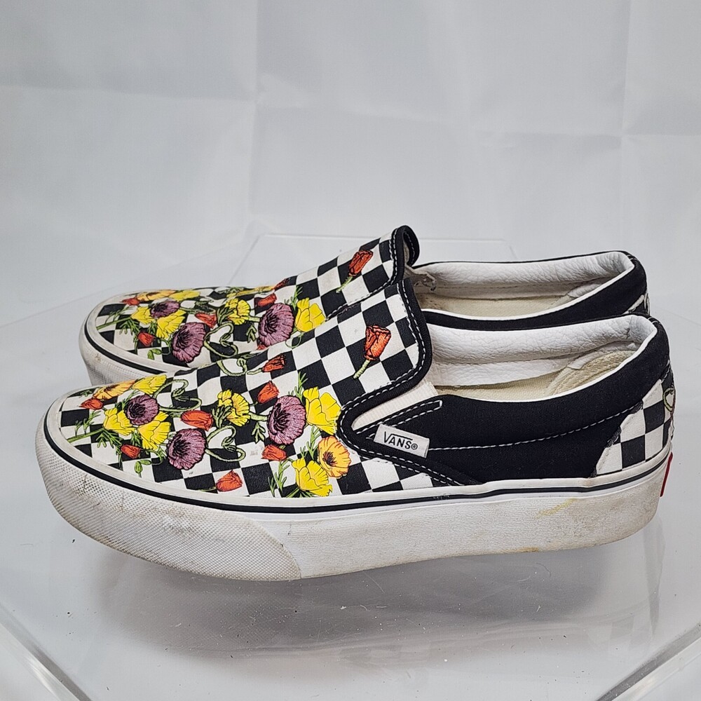 VANS OFF THE WALL Womens 6.5.Mens 5.Rose Poppy Daisy Floral Checkerboard Skate . - Picture 4 of 16